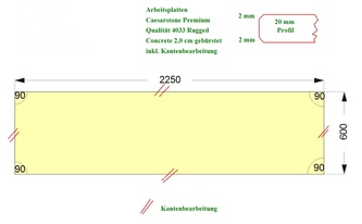 CAD Zeichnung der Küchenzeile in Köln