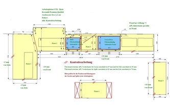 CAD Zeichnung der Küche in Köln mit Keramik Arbeitsplatten und Fensterbank