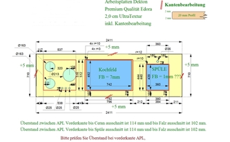 Zeichnung der Kücheninsel in Köln