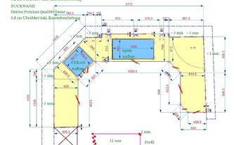 CAD Zeichnung der Dekton Arbeitsplatten