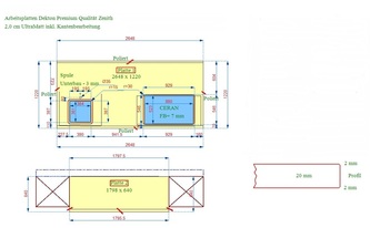 Zeichnung der Dekton Arbeitsplatte