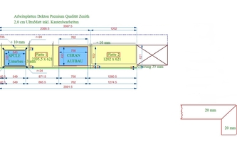 AutoCad Zeichnung der Dekton Zenith Arbeitsplatten