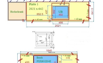 CAD Zeichnung der Luna Grey Granit Arbeitsplatten