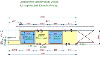 CAD Zeichnung der Granit Arbeitsplatte Multicolor Grün