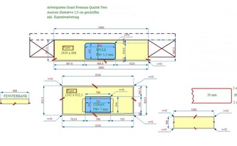 CAD Zeichnung der Granit Arbeitsplatten