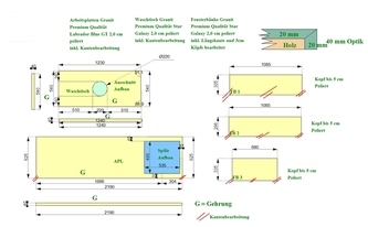 CAD Zeichnung der Granit Produkte für Köln