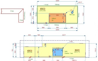 CAD Zeichnung der Granit Arbeitsplatten Bondi Beach