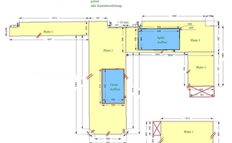 CAD Zeichnung der großen Küche in Köln