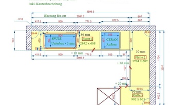 CAD Zeichnung der Multicolor Guayana Granit Arbeitsplatten