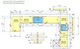 CAD Zeichnung der Nero Assoluto India Granit Arbeitsplatten in Köln