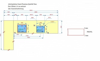 CAD Zeichnung für Granit Arbeitsplatten