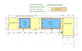 Zeichnung der Küchenzeile in Köln mit Granit Arbeitsplatten