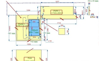 CAD Zeichnung der Granit Arbeitsplatten und Seitenwange