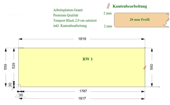 CAD Zeichnung der Granit Rückwände