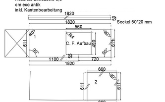 CAD Zeichnung der Zweizeiligen Küche in Köln
