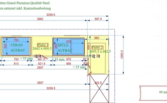 AutoCad Zeichnung der granit Arbeitsplatten