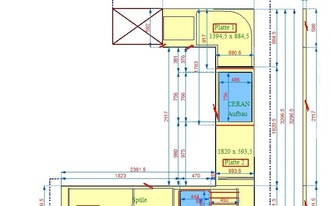 CAD Zeichnung der Granit Arbeitsplatten und Wischleisten