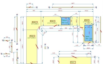 CAD Zeichnung der fünf Granit Arbeitsplatten