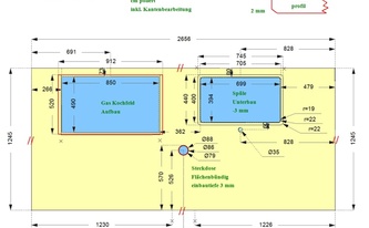 CAD Zeichnung der Kücheninsel in Köln