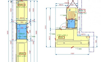 CAD Zeichnung der Granit Arbeitsplatten in Köln