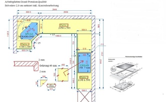 Zeichnung der Belvedere Granit Arbeitsplatten in Köln