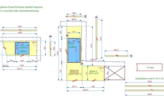 CAD Zeichnung der Granit Arbeitsplatten Imperial White