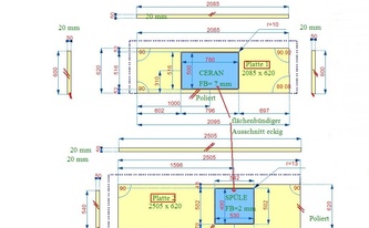 CAD Zeichnung der Granit Luna Grey Arbeitsplatten