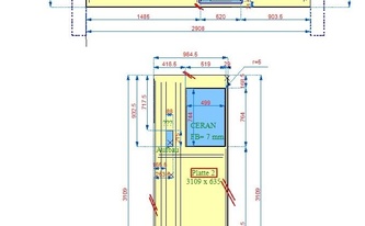 Zeichnung der zwei Granit Arbeitsplatten