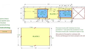 Zeichnung der zwei Dekton Arbeitsplatten
