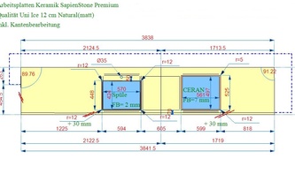 Zeichnung der Keramik SapienStone Arbeitsplatten in Köln