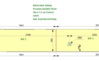 CAD Zeichnung der Infinity Rückwände für die Küche in Köln