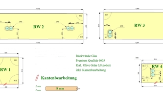 Zeichnung der Glasrückwände in Köln