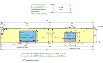 CAD Zeichnung der Küchenzeile in Köln