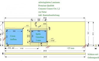 Zeichnung der Küchenzeile in Köln