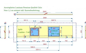 CAD Zeichnung der Laminam Arbeitsplatten
