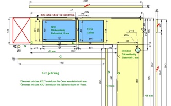 CAD Zeichnung der Level Arbeitsplatten und Wischleisten