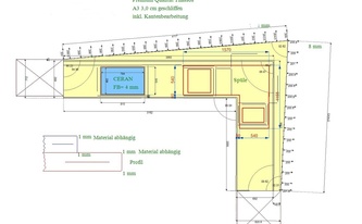 CAD Zeichnung der Marmor Arbeitsplatten