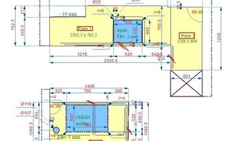 CAD Zeichnung der Neolith Arbeitsplatten