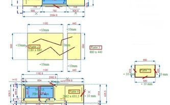 CAD Zeichnung der 5 Neolith  Arbeitsplatten