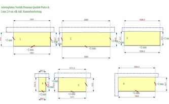 CAD Zeichnung der Neolith Arbeitsplatten und Ablagen