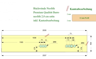 Zeichnung der Neolith Rückwand