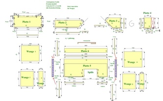 CAD Zeichnung der Neolith Arbeitsplatten und Seitenwangen