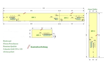 Zeichnung der Rückwänke für die L-Küchenzeile