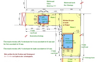 CAD Zeichnung der L-förmigen Küche in Köln