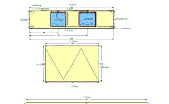 CAD Zeichnung der zwei Arbeitsplatten und zwei Fensterbänke aus Quarz