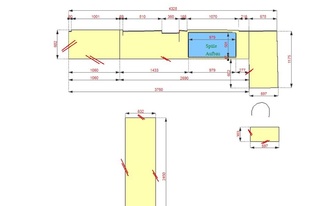 CAD Zeichnung der fünf Arbeitsplatten aus SapienStone