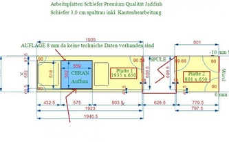 CAD Zeichnung der Schiefer Arbeitsplatten Jaddish Schiefer