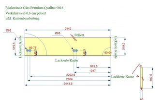 CAD Zeichnung der Silestone Glasrückwand