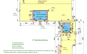 CAD Zeichnung der Küche in Köln mit Silestone Arbeitsplatten