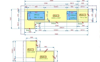 CAD Zeichnung der Negro Tebas Silestone Arbeitsplatten